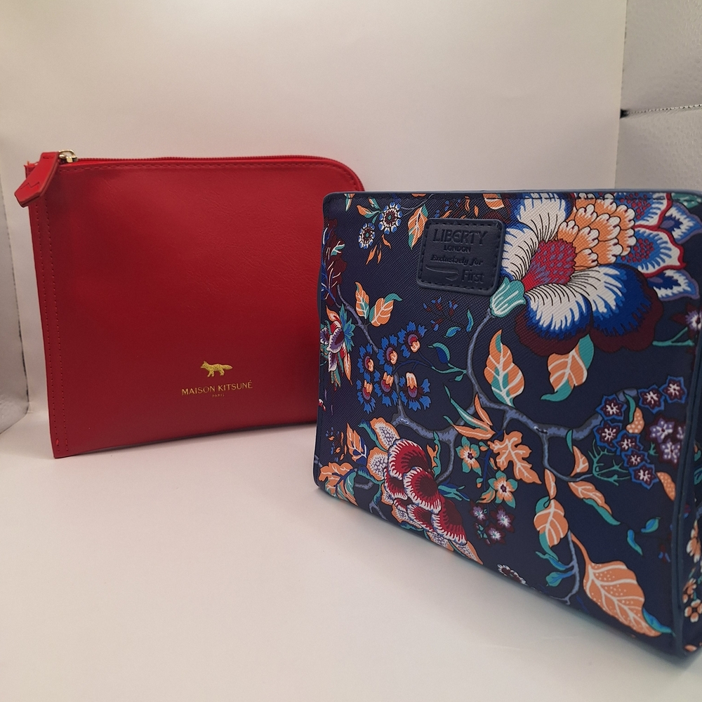 Set of 2: Maison Kitsuné Paris Red Pouch & Liberty London Floral Bag Wristlet